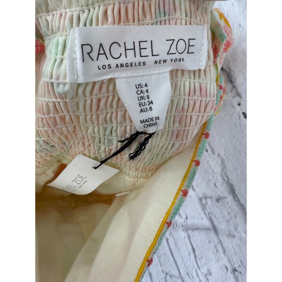 Rachel Zoe Floral Pineapple Smocked Embroidered Tiered Maxi Dress Womens Size 4 - Picture 10 of 14